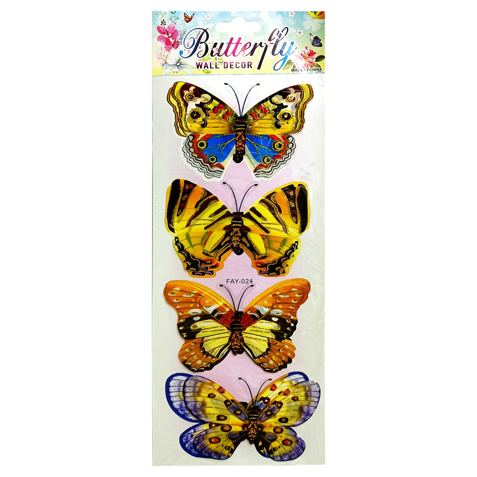 Наклейка Метелик Bambi 329 ST-S(024) 4 шт для декору