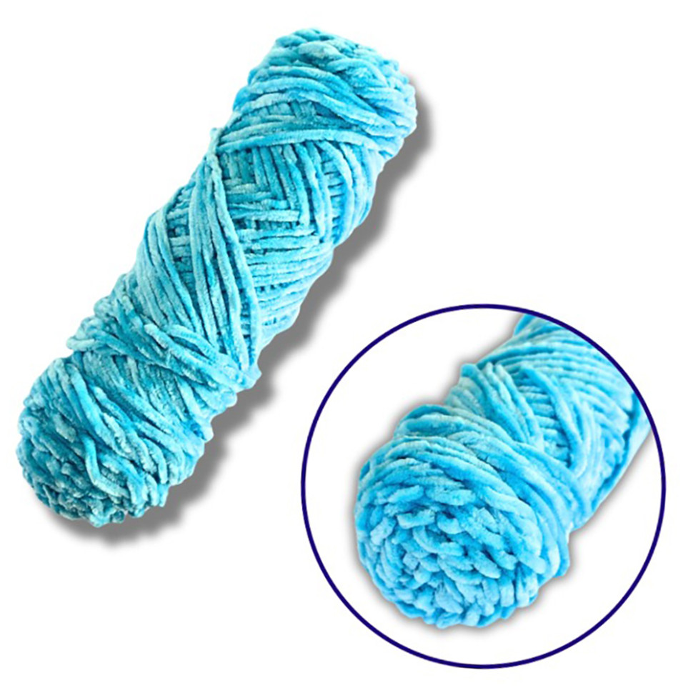 Пряжа плюшевая синель Brushme PP113, 100 грамм, 100% полиэстер, голубой
