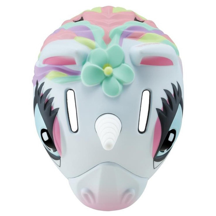 Дитячий захисний шолом FANTASY GLOBBER 605-110 білий єдиноріг, з ліхтариком, S/M 49-55см