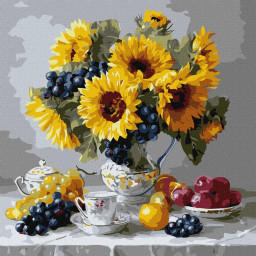 Картина по номерам "Подсолнухи с виноградом" &copy;art_selena_ua Идейка KHO3329, 40x40 см 