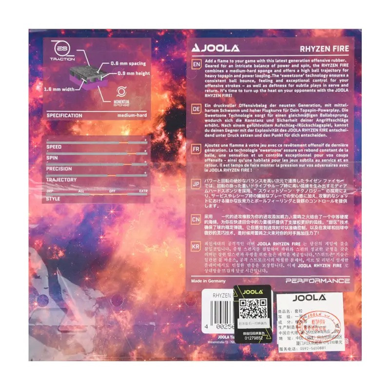 Накладка для тенісної ракетки Rhyzen Fire 2.0 Joola 930983 Black
