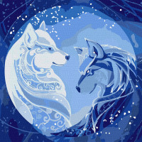 Картина по номерам "Созвездие волков с красками металлик" Идейка KHO4270 50х50 см
