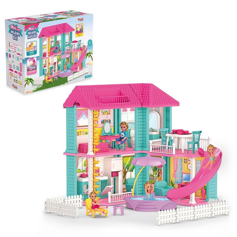 Игровой набор Домик для кукол Маями Mila Dede 03766D с горкой