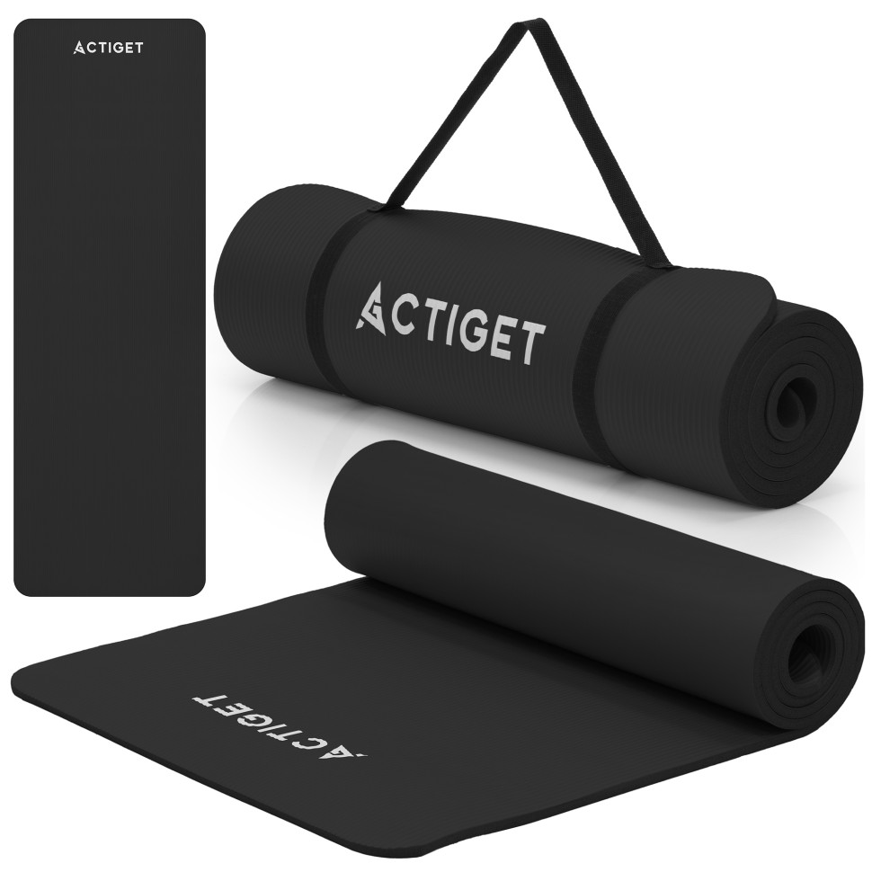 Килимок для йоги та фітнесу Actiget ACT0020 NBR, Black 183x61x1 см