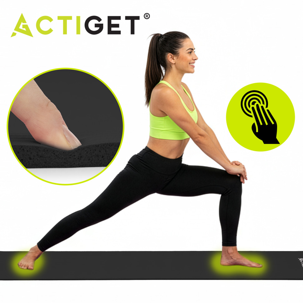 Килимок для йоги та фітнесу Actiget ACT0020 NBR, Black 183x61x1 см