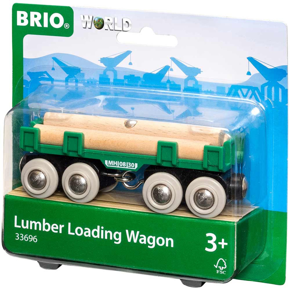 Вагон-лесовоз для детской железной дороги BRIO 33696-BR, дерево, пластик 4 элемента в комплекте