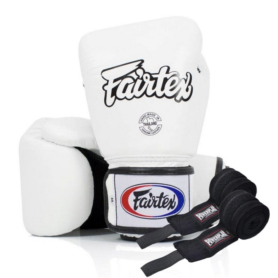 Боксерские перчатки BGV1 Fairtex BGV1_12oz_White 12 унций (бинты в комплекте)