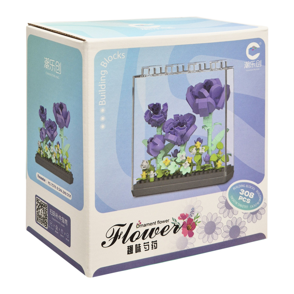 Детский Конструктор Ornament Flower Bambi 7378 в колбе, 308 деталей