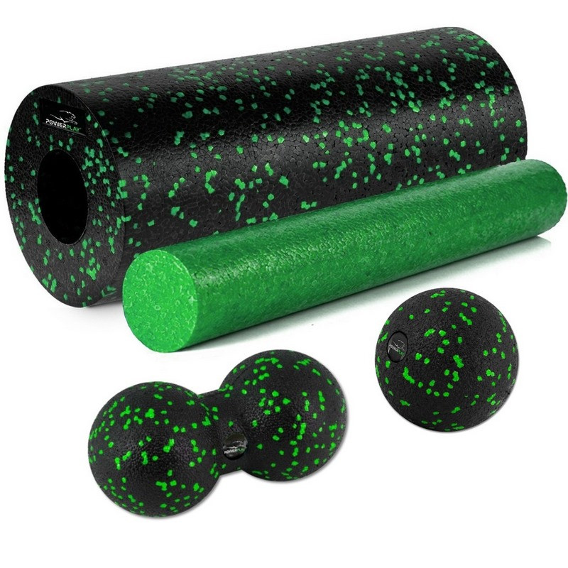 Масажний набір PP_4015 EPP Foam Roller Set 4in1 PowerPlay PP_4015_Green (2 ролики + 2 м'ячі)
