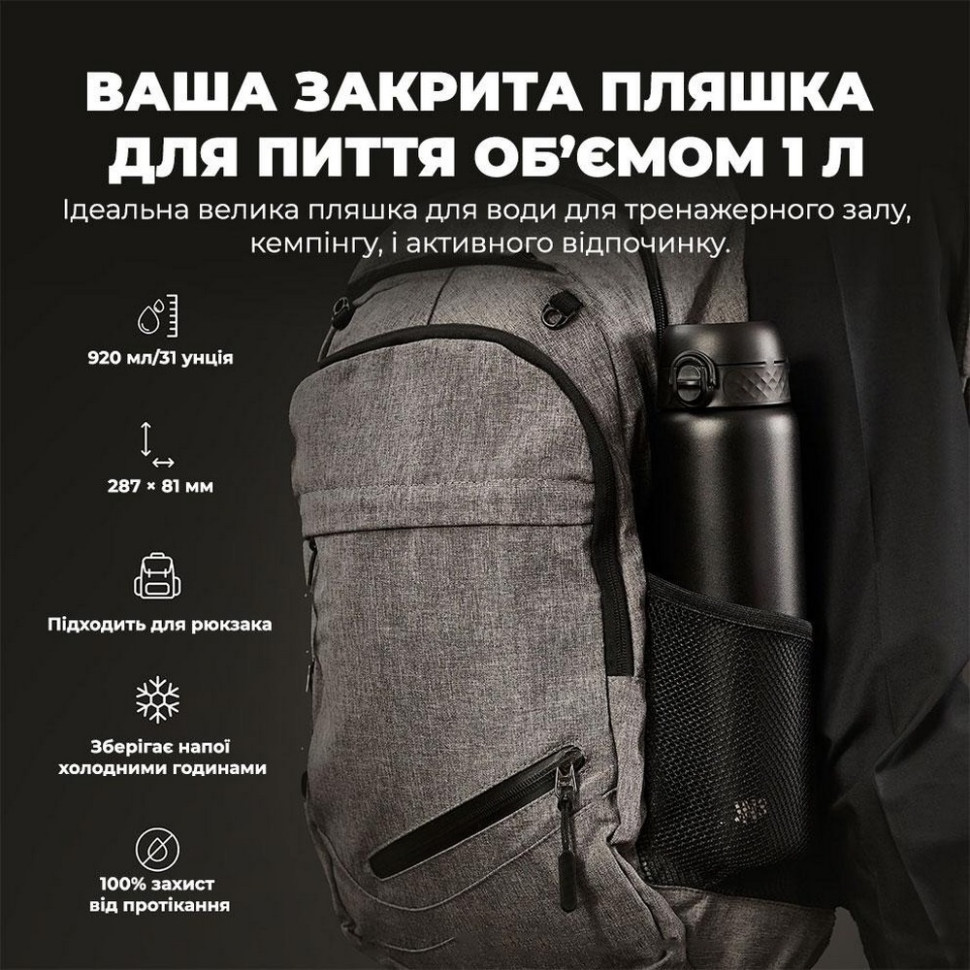 Бутылка для воды вакуумная Vacuum Insulated ION8 I8TS1000BLK 920 мл, Black