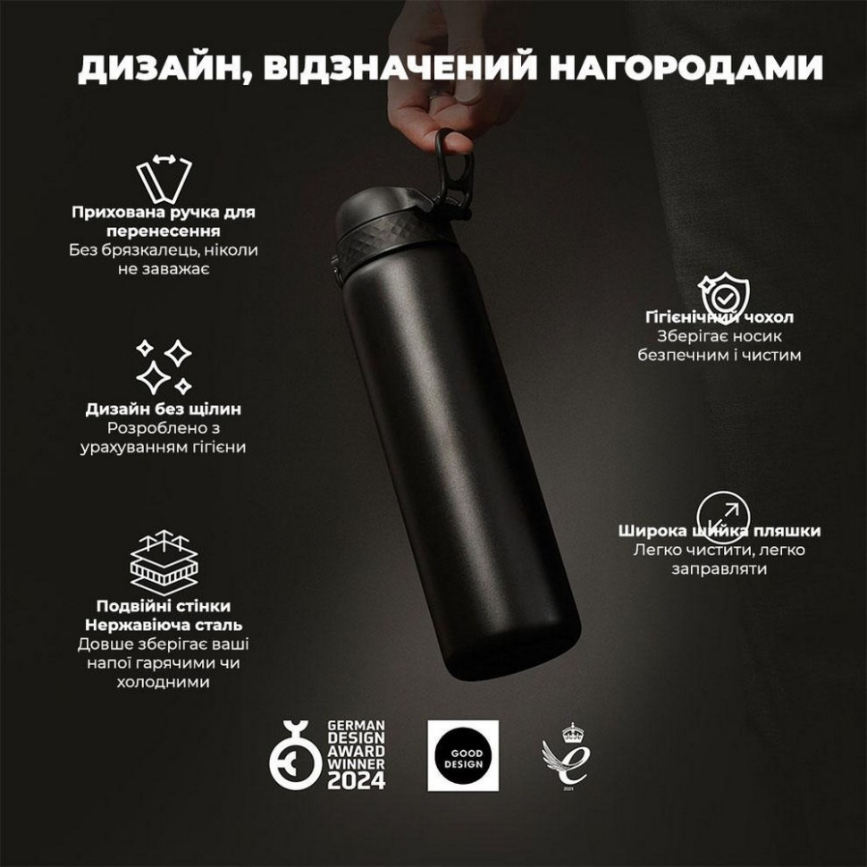 Бутылка для воды вакуумная Vacuum Insulated ION8 I8TS1000BLK 920 мл, Black
