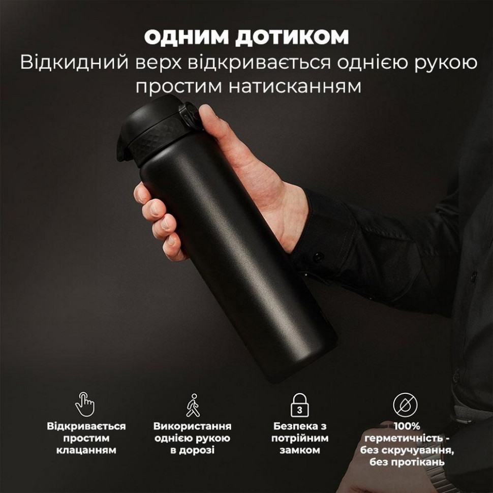 Бутылка для воды вакуумная Vacuum Insulated ION8 I8TS1000BLK 920 мл, Black