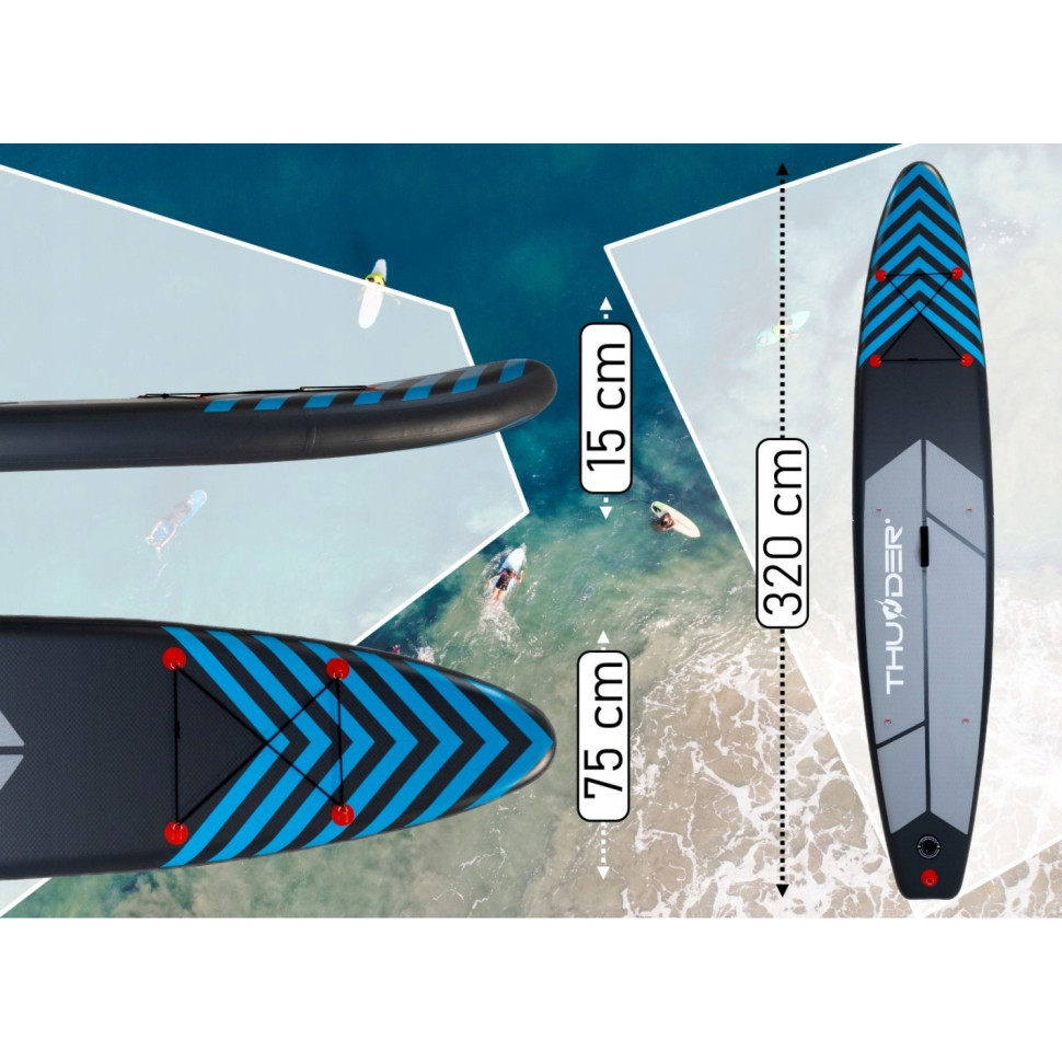 Надувная SUP доска Steel Thunder SUP-STEEL-BLUE з веслом Blue 365 см 