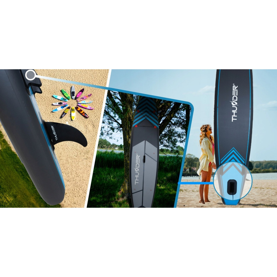 Надувная SUP доска Steel Thunder SUP-STEEL-BLUE з веслом Blue 365 см 