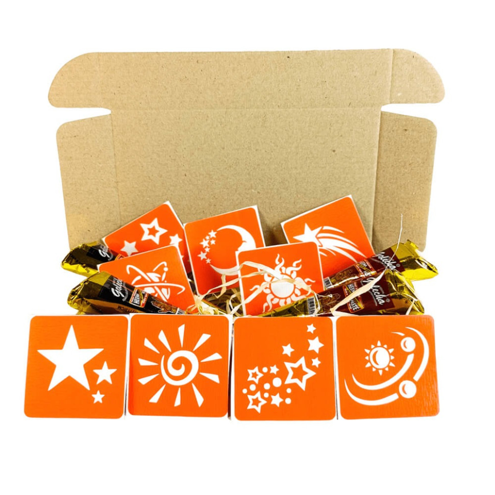 Набір хни з трафаретами для біо-тату №11 Fresh Tattoo henna-set-11, 9 трафаретів