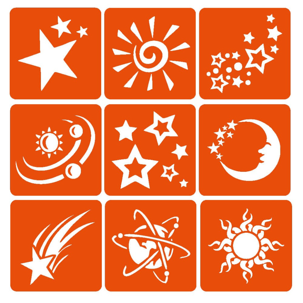 Набір хни з трафаретами для біо-тату №11 Fresh Tattoo henna-set-11, 9 трафаретів