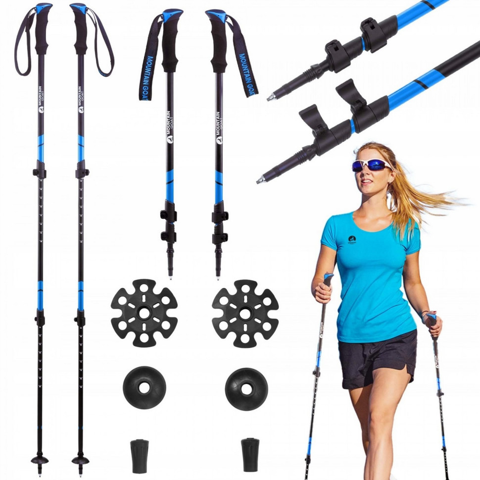 Трекінгові палиці Goat Peak+ Mountain MG0005, 60-135 см, Black/Blue
