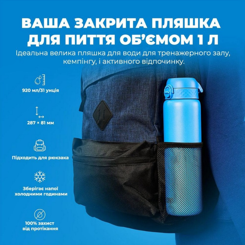 Пляшка для води вакуумна Vacuum Insulated ION8 I8TS1000BLU 920 мл, Blue