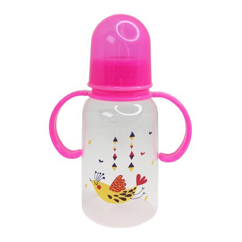 Пляшечка для годування з ручками Mega Zayka MGZ-0205(Pink) 150 мл