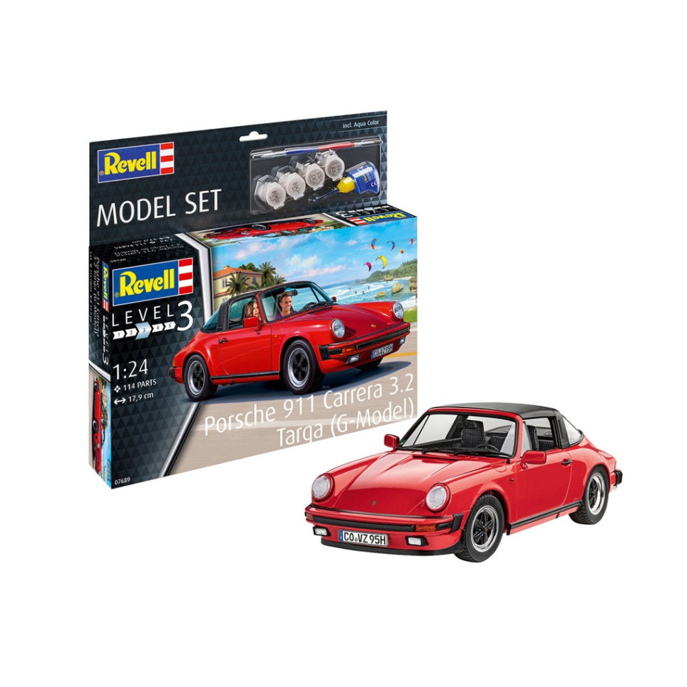 Сборная модель-копия набор Porsche 911 Carrera 3.2 Targa Revell RVL-67689 уровень 3, 1:24