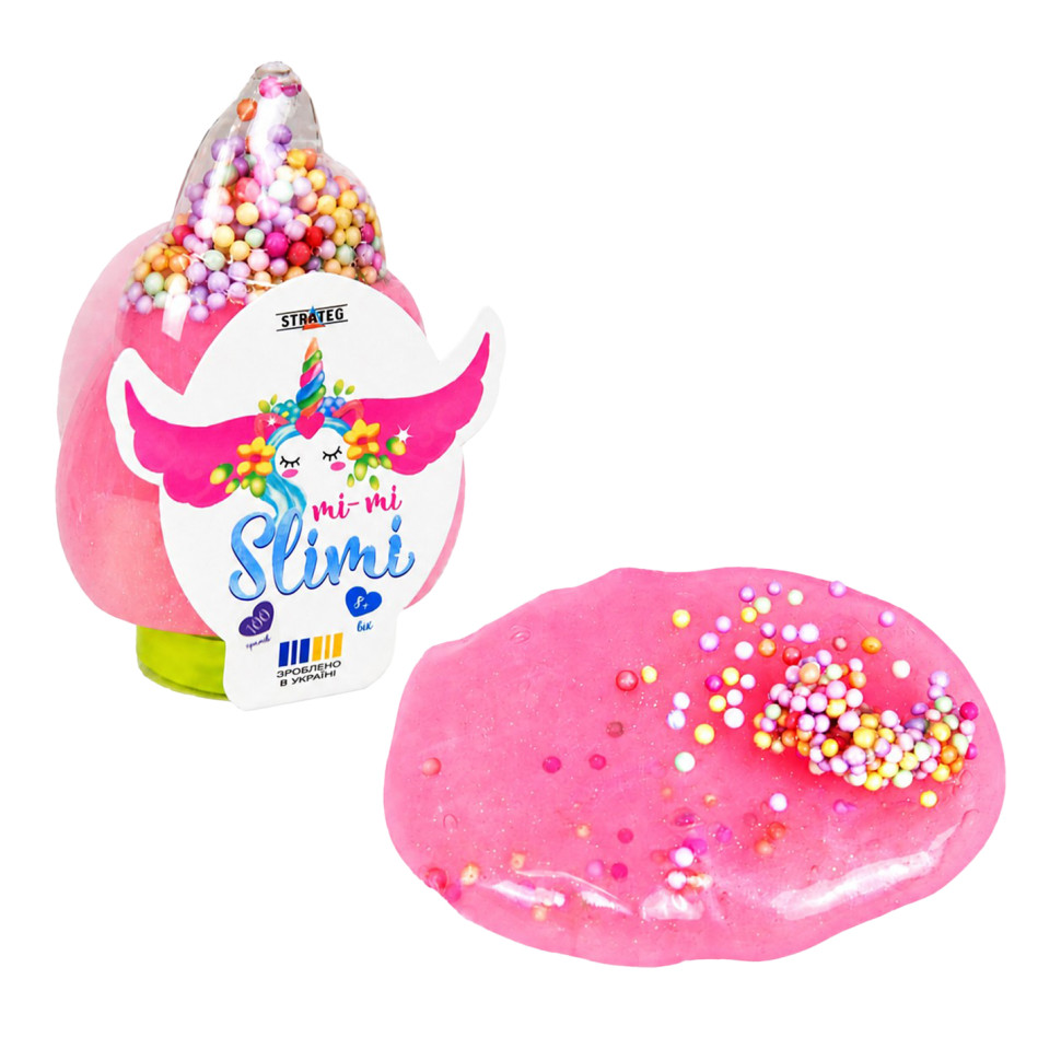 Детский слайм Mi-mi Slimi Рожок с шариками Strateg 71826ST(Pink) в баночке 100 г