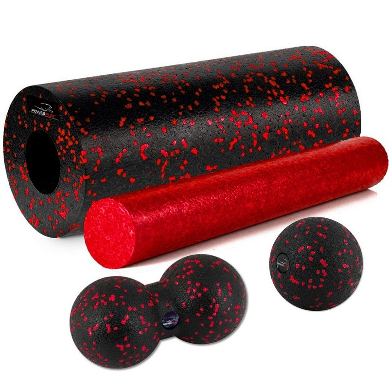 Массажный набор PP_4015 EPP Foam Roller Set 4in1 PowerPlay PP_4015_Red (2 ролика + 2 мяча)