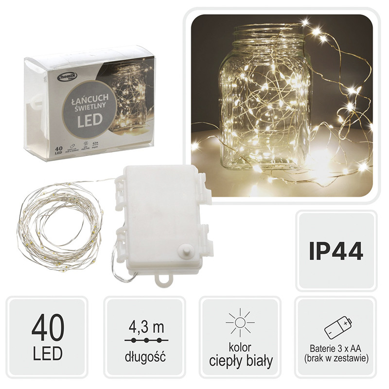 Гирлянда-струна Chomik 5900779802643, 4,3 м, 40 LED теплый белый