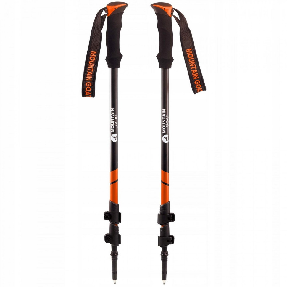 Треккинговые палки Goat Peak+ Mountain MG0006, 60-135 см, Black/Orange