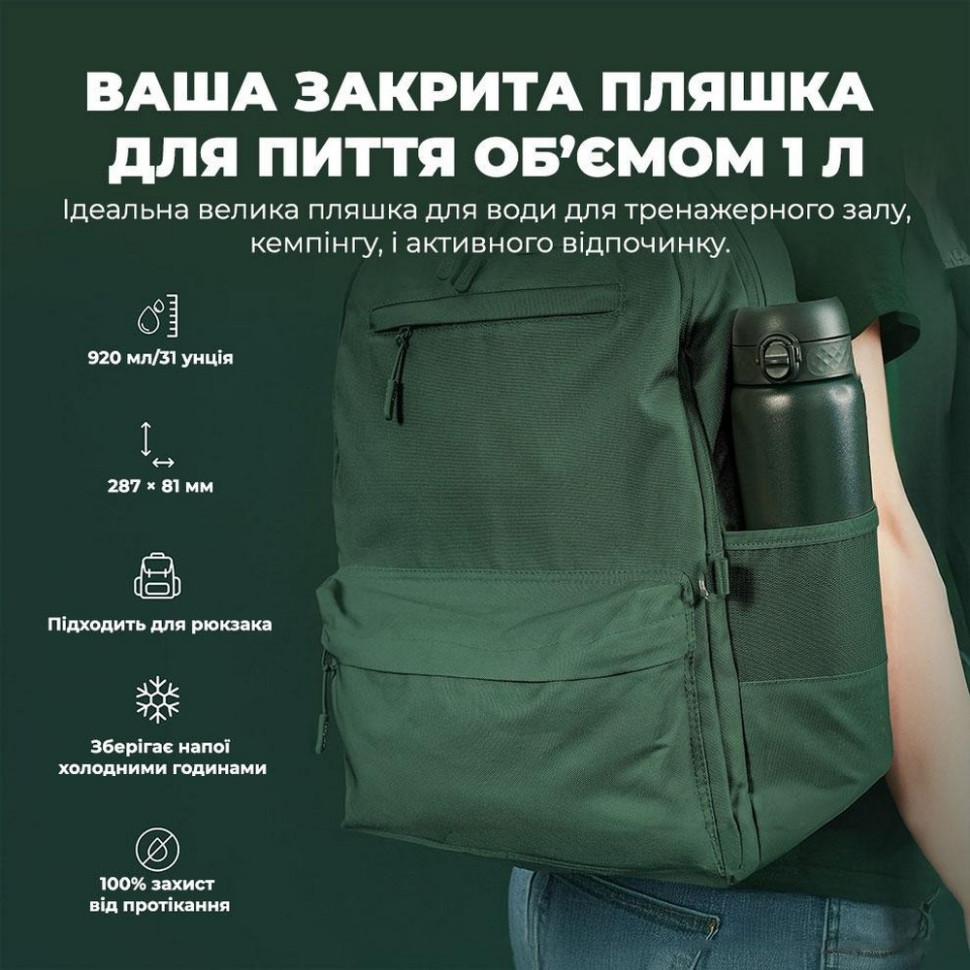 Пляшка для води вакуумна Vacuum Insulated ION8 I8TS1000DGRE 920 мл, Dark Green