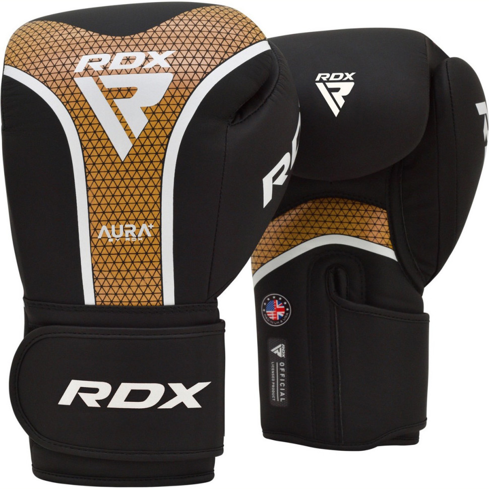 Боксерские перчатки AURA PLUS T-17 RDX Inc Limited BGR-T17BGL-16OZ+ Black Golden 16 унций (капа в комплекте)
