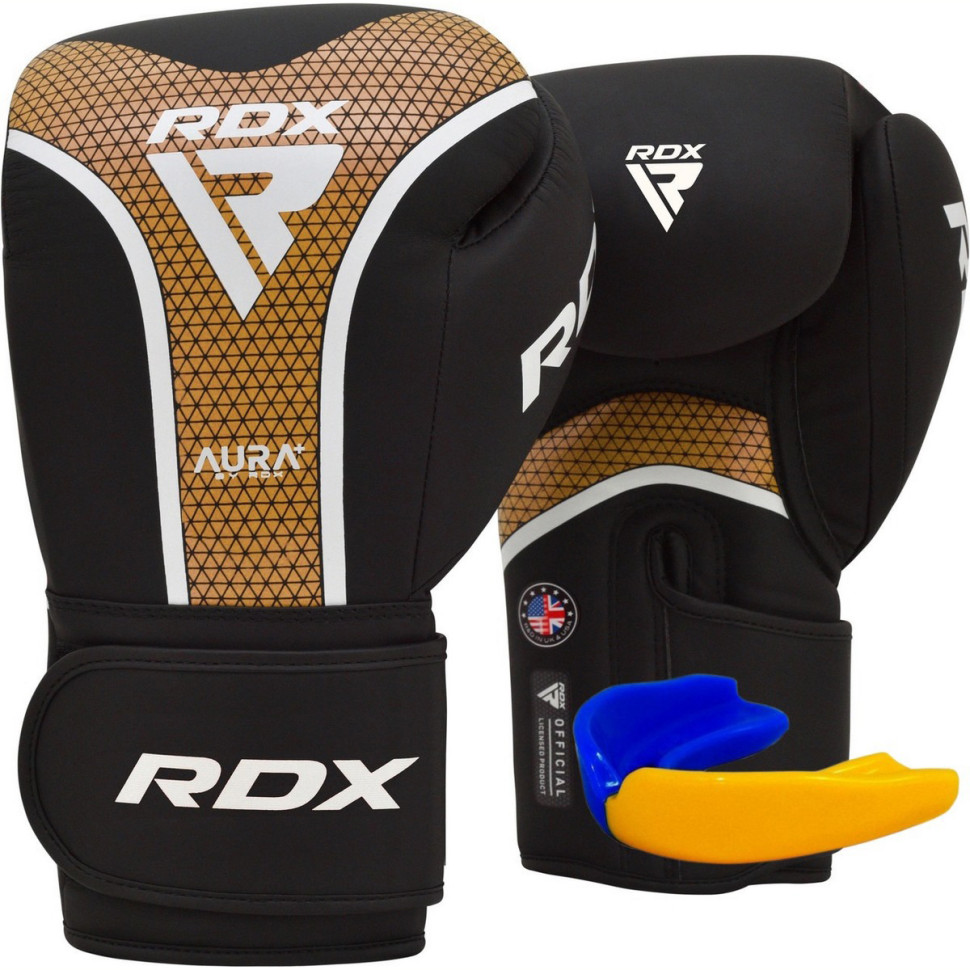 Боксерские перчатки AURA PLUS T-17 RDX Inc Limited BGR-T17BGL-16OZ+ Black Golden 16 унций (капа в комплекте)