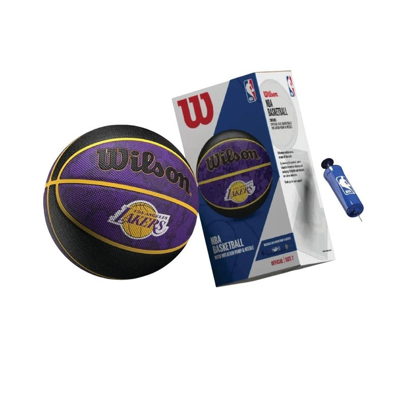 М'яч баскетбольний NBA TEAM TIEDYE BSKT LA LAKERS SI Wilson WZ4007803XP, розмір 7 подарункова коробка + насос