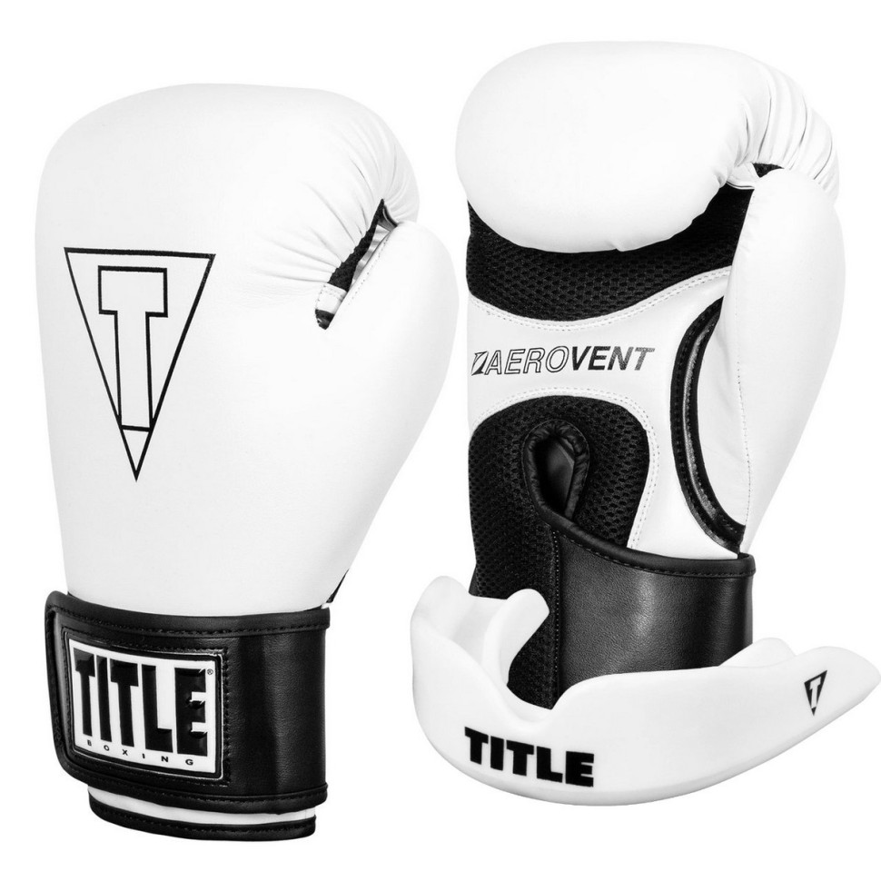 Боксерские перчатки Boxing Vegan Gloves TITLE VGFBG 14 oz WH/BK 14 унций (капа в комплекте)