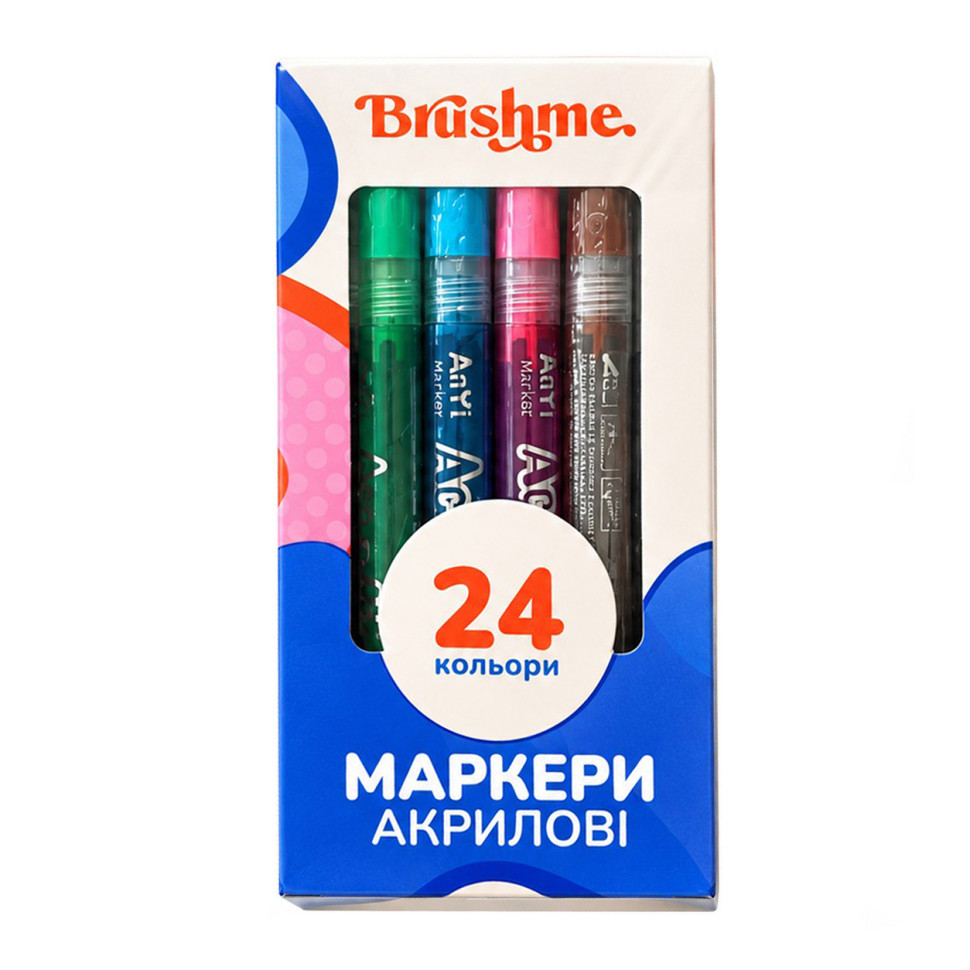 Набор акриловых маркеров на водной основе Brushme MACR24, 24 цвета