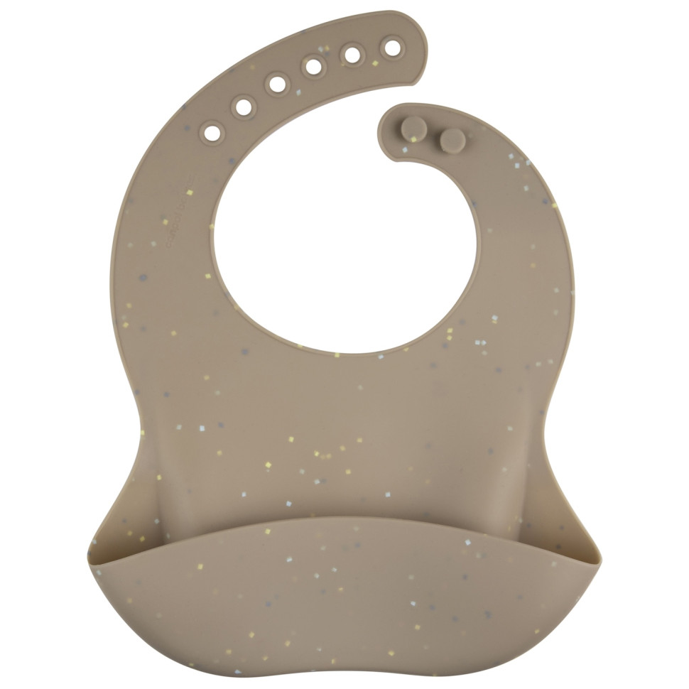 Детский слюнявчик силиконовый с кармашком Dots Canpol babies 51/029_bei бежевый