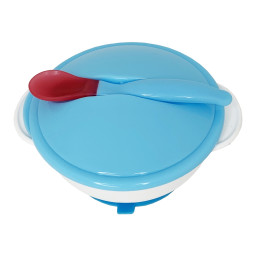 Тарелка на присоске с термоложкой и крышкой Mega Zayka MGZ-0101(Blue) 250 мл