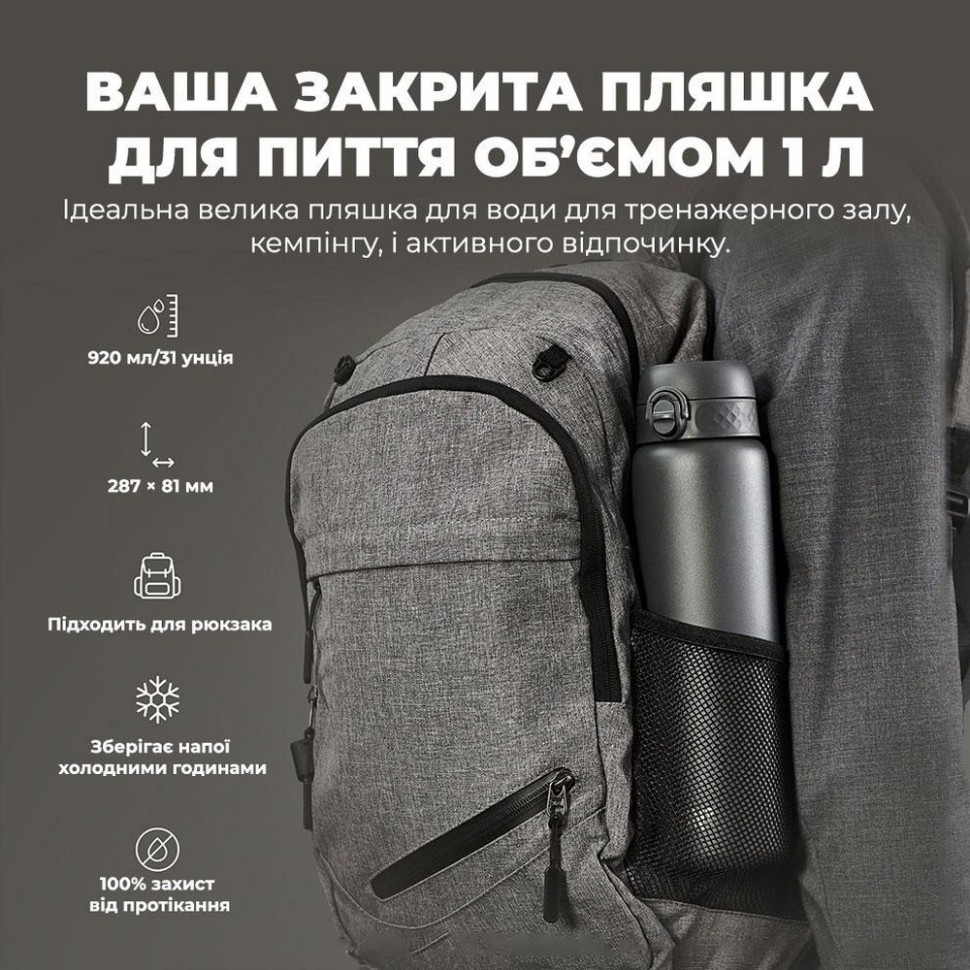 Пляшка для води вакуумна Vacuum Insulated ION8 I8TS1000GRY 920 мл, Grey