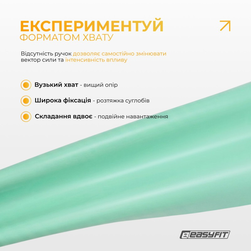 Еластична стрічка для пілатесу та йоги EasyFit EF-1659-GN 0,35 мм, м’ятна