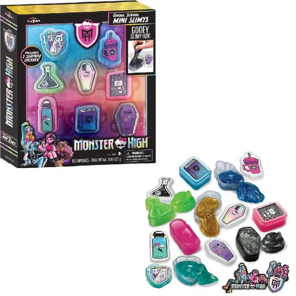 Детский набор Вязкой массы, слайм Monster High Ghoul School Mini Mania Cra-Z-Art 72227CRA