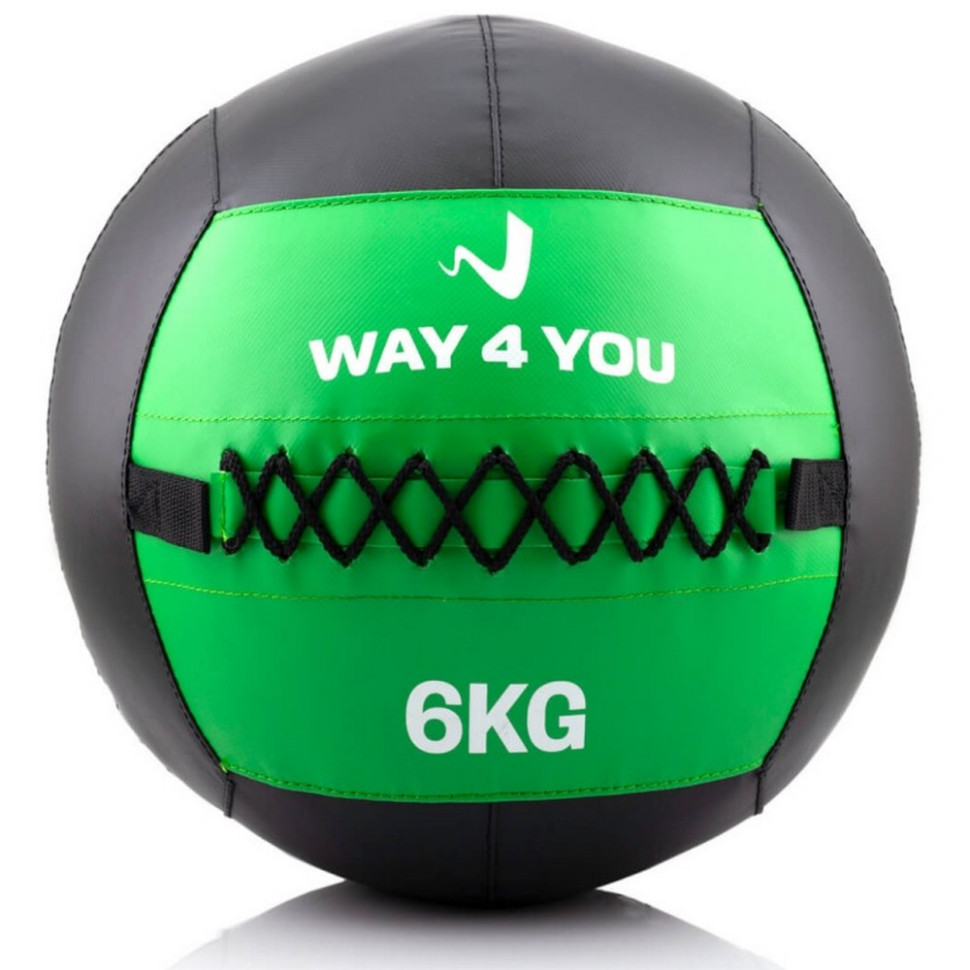 Набивний м'яч (медбол) Way4you w40146 чорно-зелений 6 кг