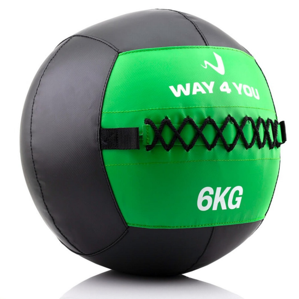 Набивний м'яч (медбол) Way4you w40146 чорно-зелений 6 кг