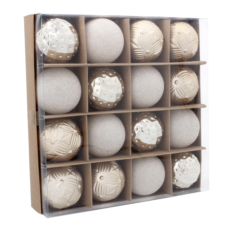 Ялинкові пластикові кульки Chomik 5900779853140_1 комплект 16 шт, 6 см, шампань