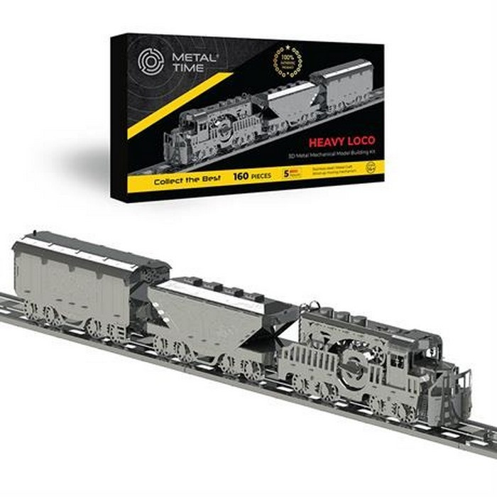 Сборная коллекционная модель Heavy Loco Грузовой карго-поезд механический Metal Time MT023