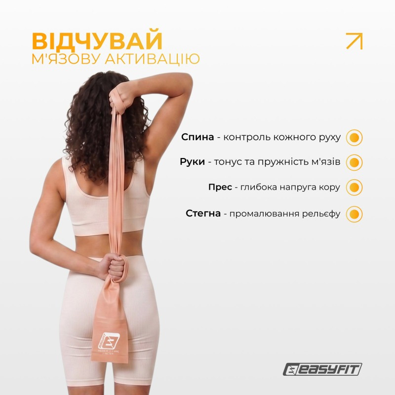 Еластична стрічка для пілатесу та йоги EPP EasyFit EF-1660-Y 0,5 мм, персикова