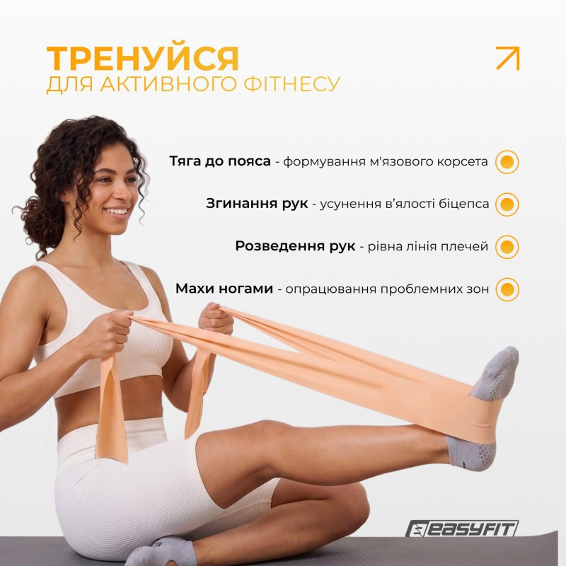 Еластична стрічка для пілатесу та йоги EPP EasyFit EF-1660-Y 0,5 мм, персикова
