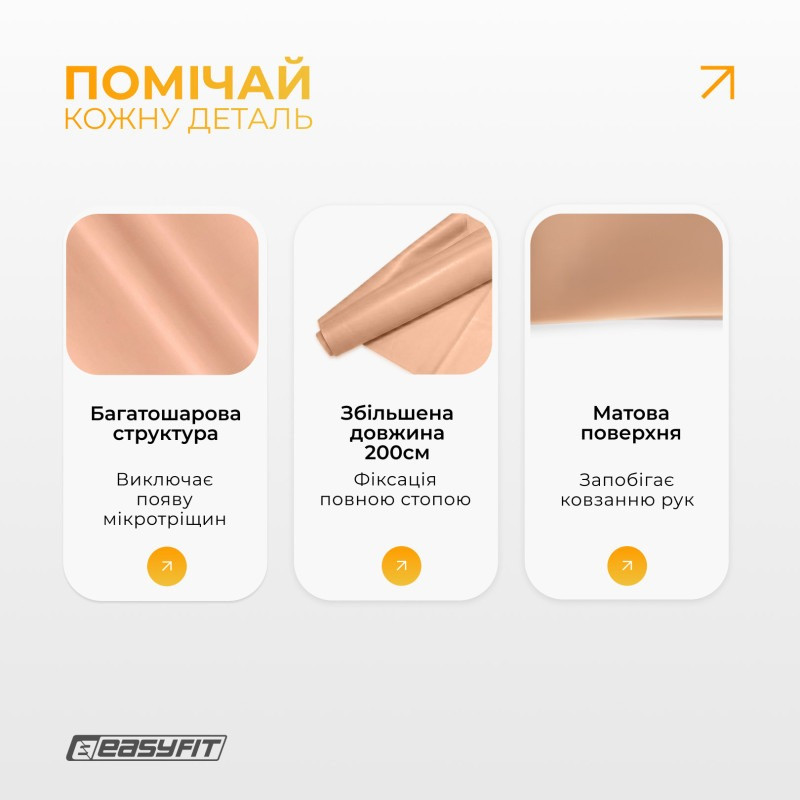 Еластична стрічка для пілатесу та йоги EPP EasyFit EF-1660-Y 0,5 мм, персикова