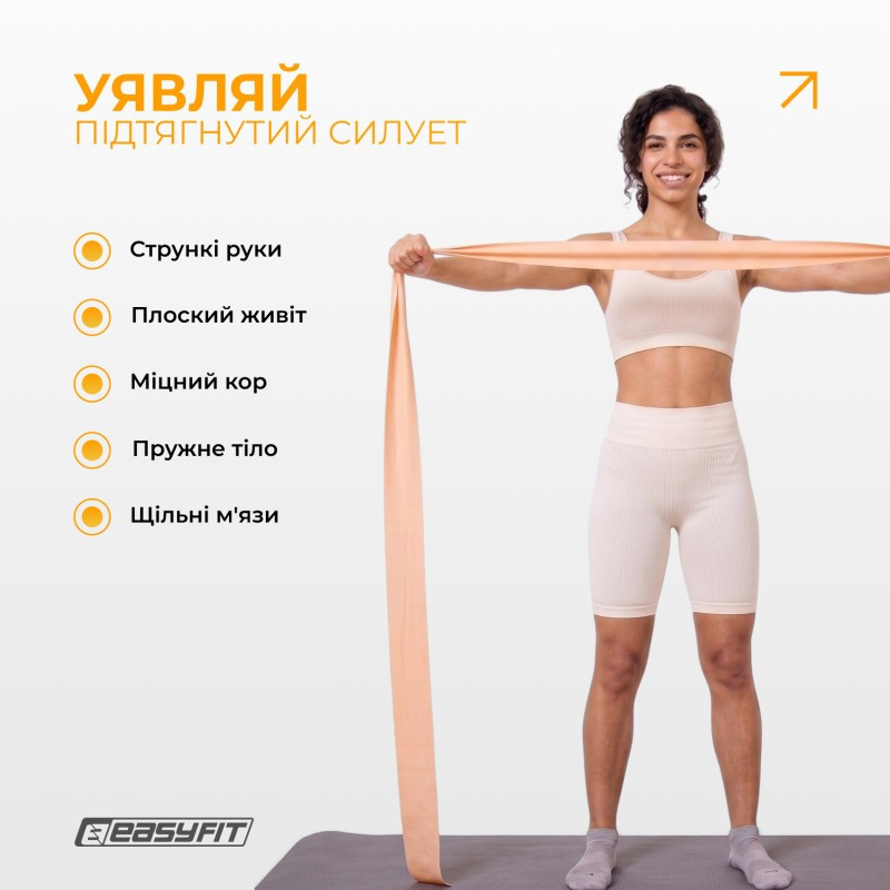 Еластична стрічка для пілатесу та йоги EPP EasyFit EF-1660-Y 0,5 мм, персикова