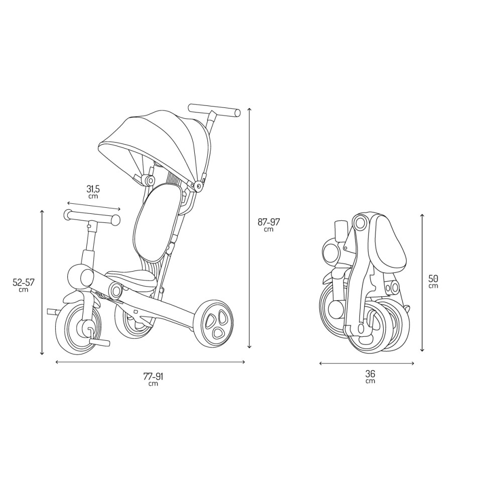 Детский трехколесный велосипед 4 в 1 SOLIVIA MoMi ROTR00017 grey