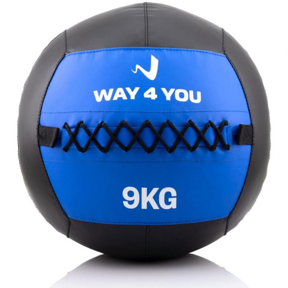 Набивний м'яч (медбол) Way4you w40147 чорно-синій 9 кг
