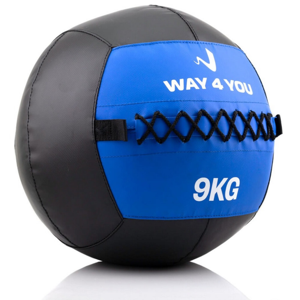 Набивний м'яч (медбол) Way4you w40147 чорно-синій 9 кг